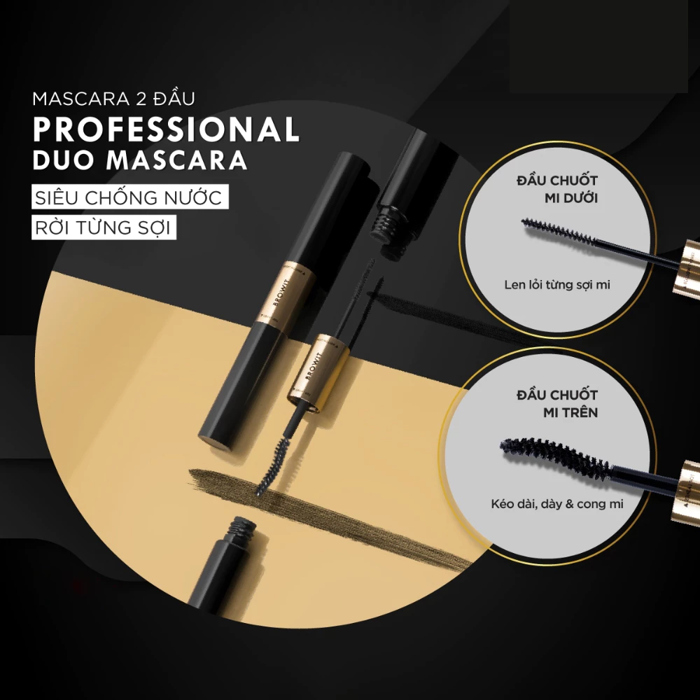 Mascara 2 đầu Browit Professional Duo màu Sexy Black 4g+4g