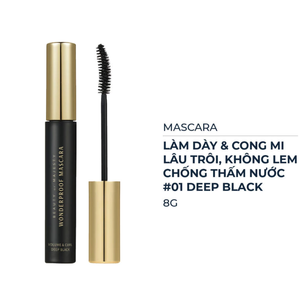 Mascara B.O.M làm dày và cong mi 01 màu đen 8g (nắp vàng)