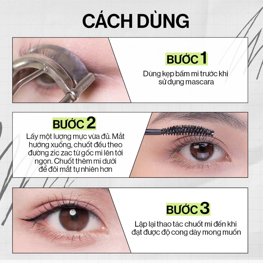 Mascara Glamrr Q làm cong, dài mi, lâu trôi, thuần chay 7g