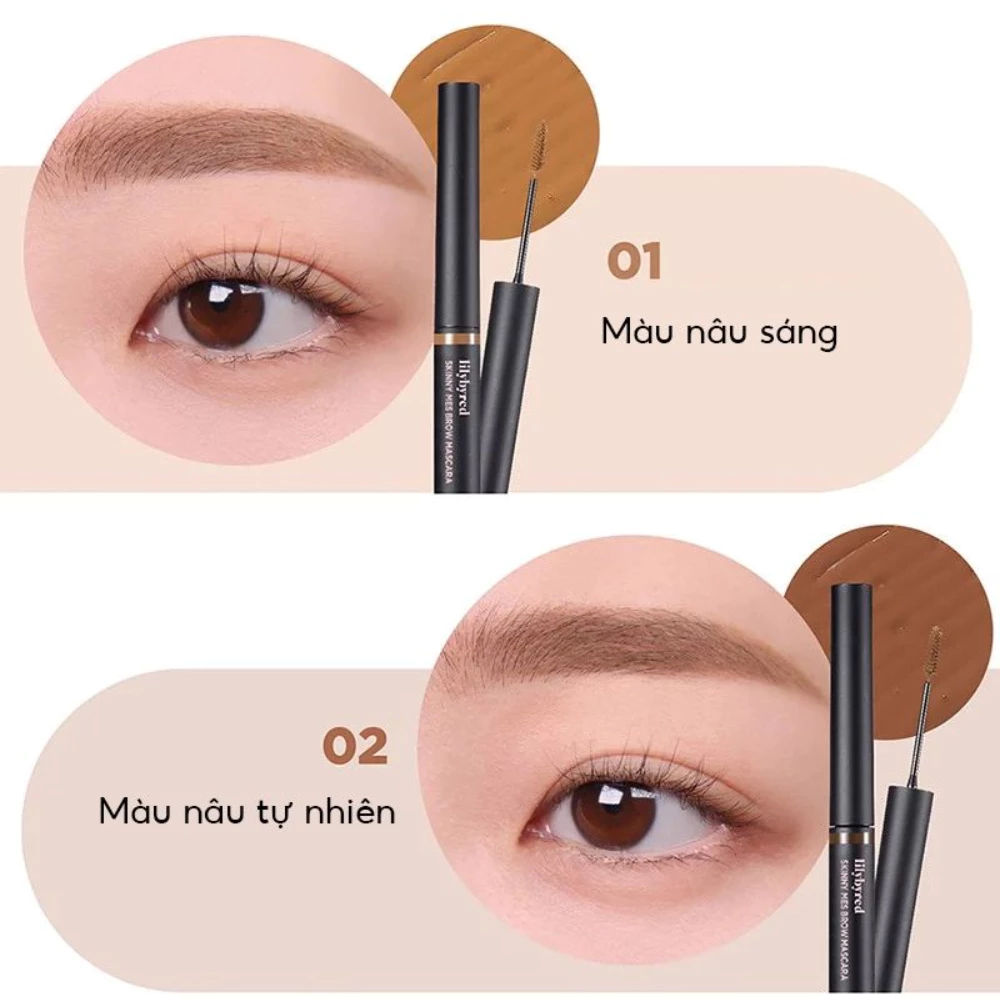 Mascara lông mày Lilybyred lâu trôi - 01 nâu sáng/02 nâu tự nhiên 3.5g