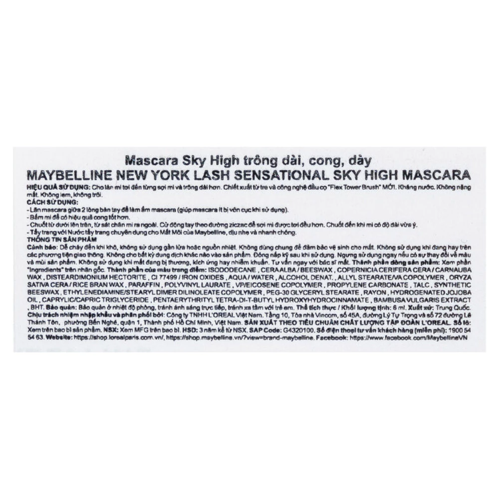 Mascara Maybelline tơi dài mi không giới hạn 6ml