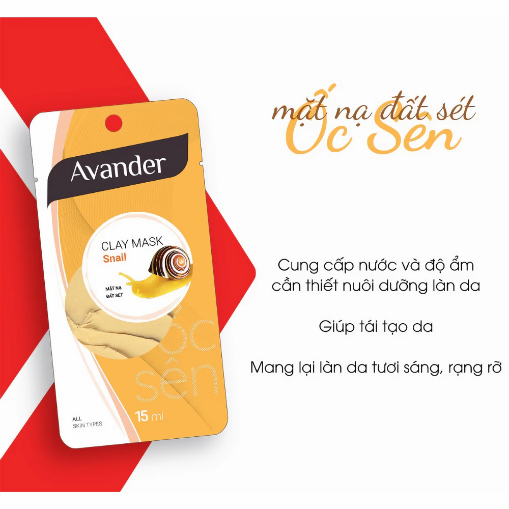 Mặt nạ Avander đất sét Ốc Sên giúp phục hồi da 15ml