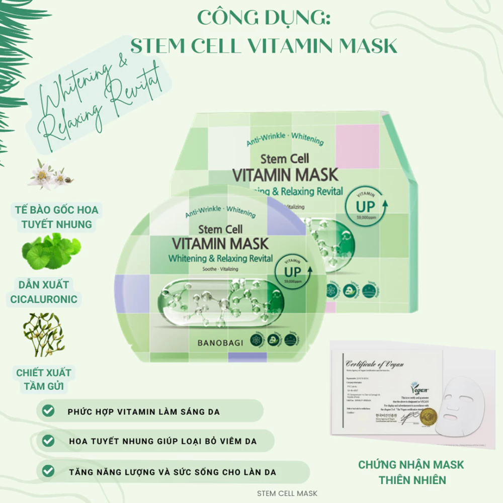 Mặt nạ Banobagi dưỡng sáng - nâng tông da/thư giãn da/mờ thâm nám/làm săn chắc da/cấp nước 30g