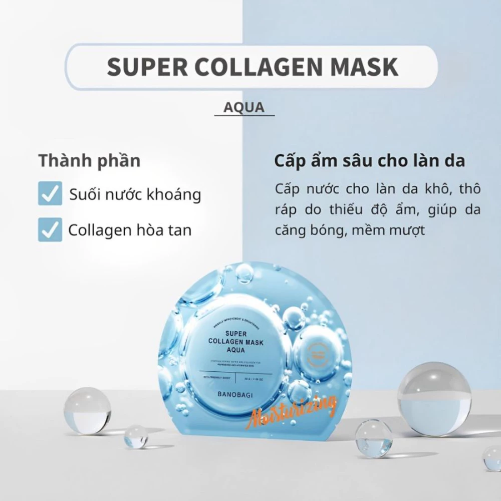 Mặt nạ Banobagi Super Collagen - hỗ trợ giảm mụn/ hỗ trợ phục hồi da/cấp ẩm da căng bóng/bổ sung collagen, mờ nám 30g