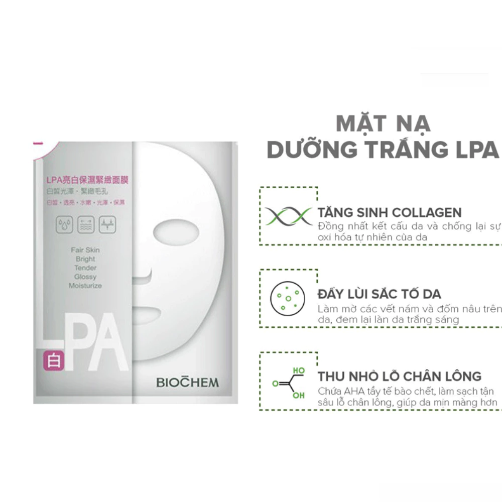Mặt nạ Biochem dưỡng ẩm & làm sáng/săn chắc da 24ml