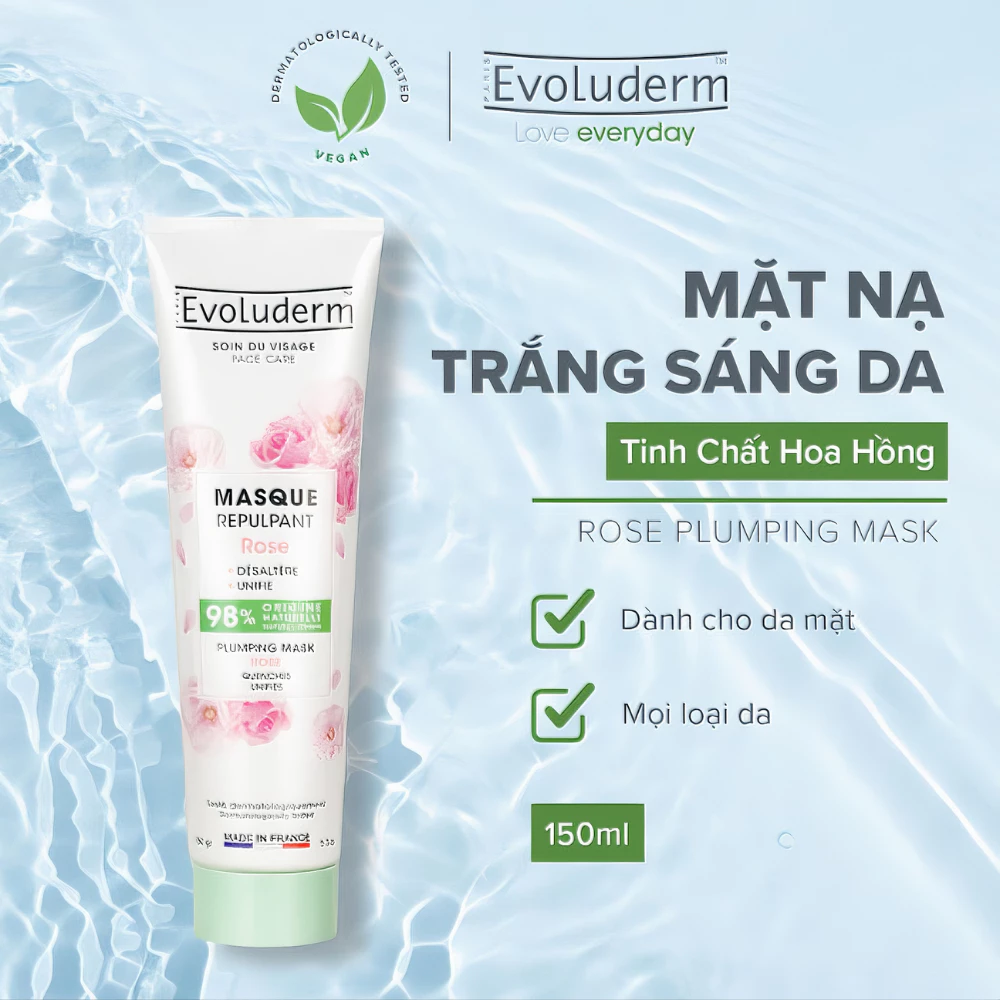 Mặt nạ Evoluderm tinh chất hoa Hồng dưỡng sáng da 150g