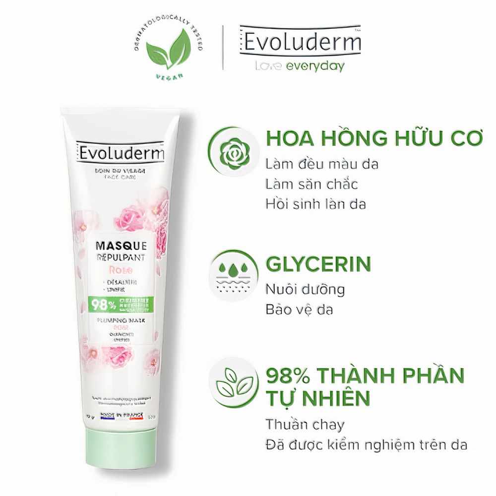 Mặt nạ Evoluderm tinh chất hoa Hồng dưỡng sáng da 150g