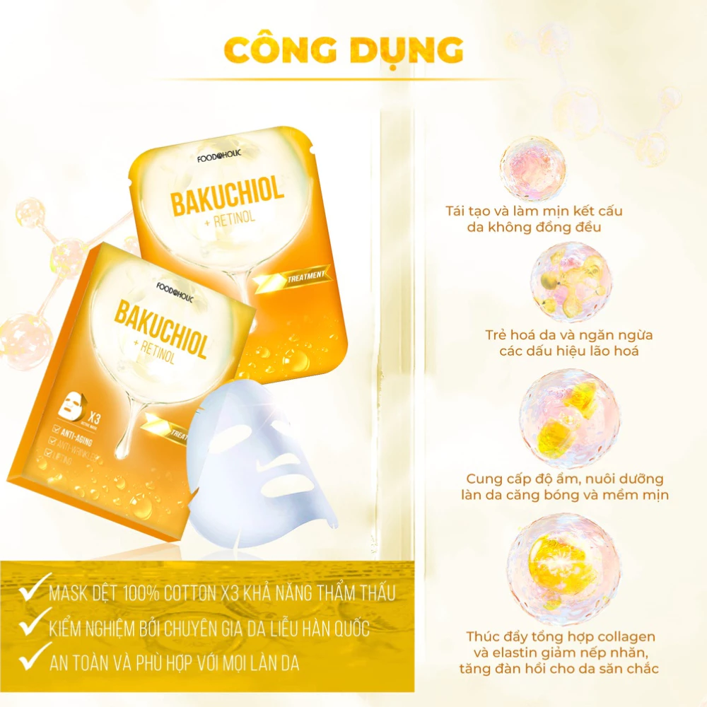 Mặt nạ Foodaholic nicainamide/ ceramide/ probiotics/ bakuchiol/ T.X.A/ glutathione/  Acid 23ml