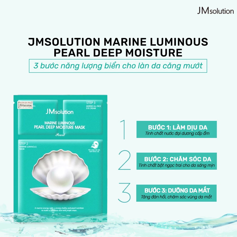 Mặt nạ JMsolution dưỡng ẩm, sáng da ngọc trai/ngọc trai đen dưỡng sáng mịn, ẩm mượt 30ml