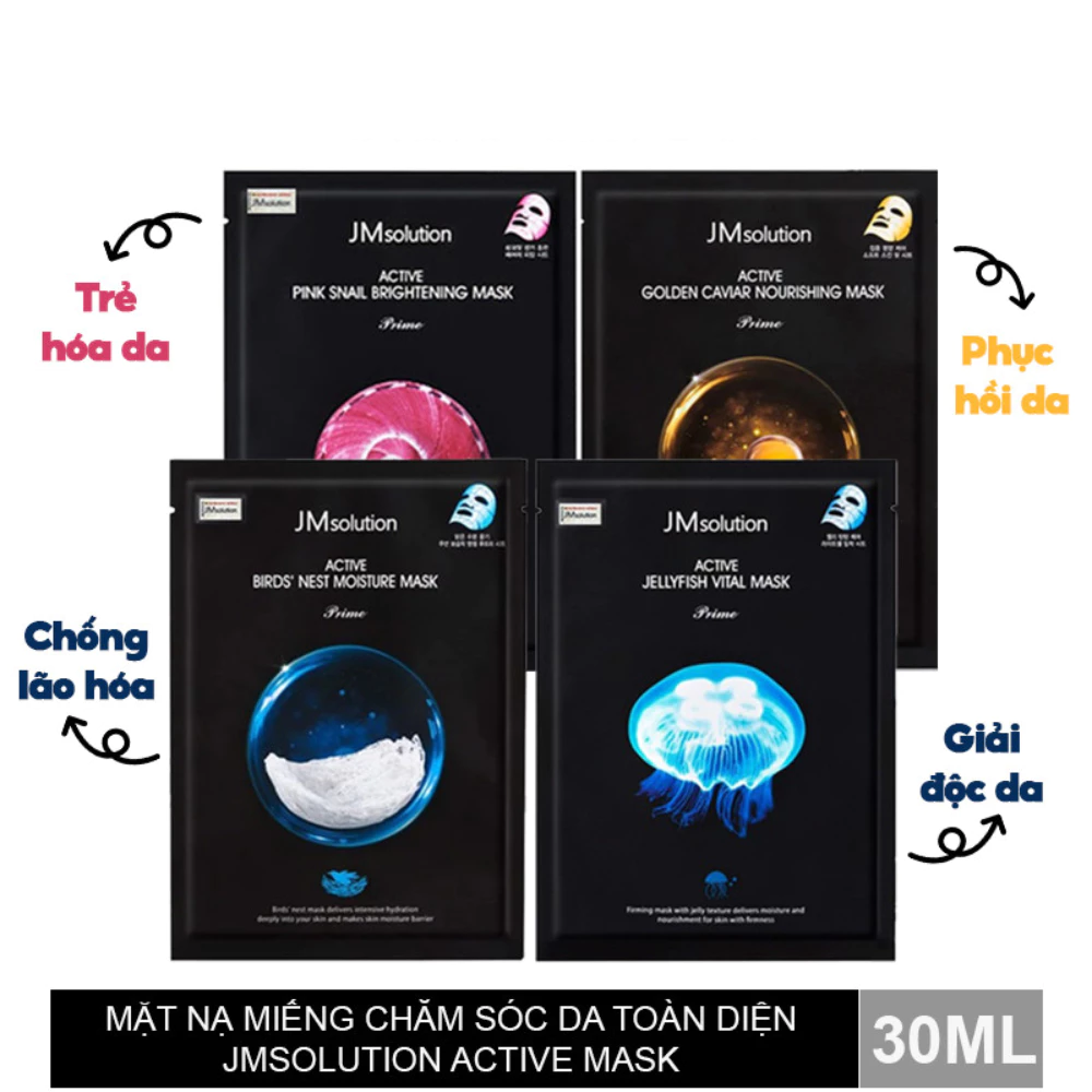 Mặt nạ JMsolution tổ yến dưỡng ẩm/trứng cá tầm phục hồi/sứa biển cấp ẩm/ốc sên hồng dưỡng sáng/tôm ngăn ngừa lão hóa 30m