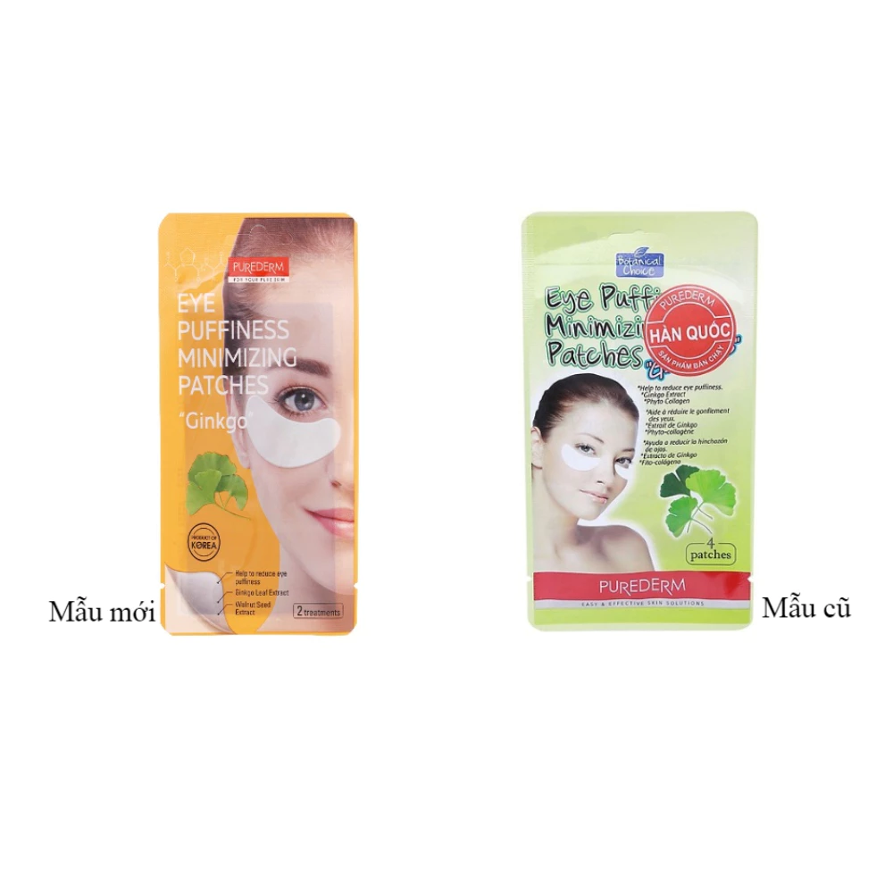 Mặt nạ mắt Purederm chiết xuất bạch quả giảm sưng bọng mắt 4 miếng
