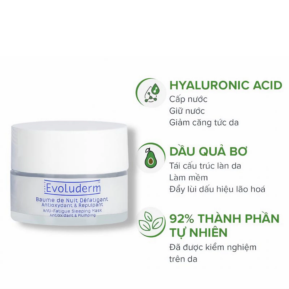 Mặt nạ ngủ Evoluderm giảm mệt mỏi và chống oxy hóa 50ml