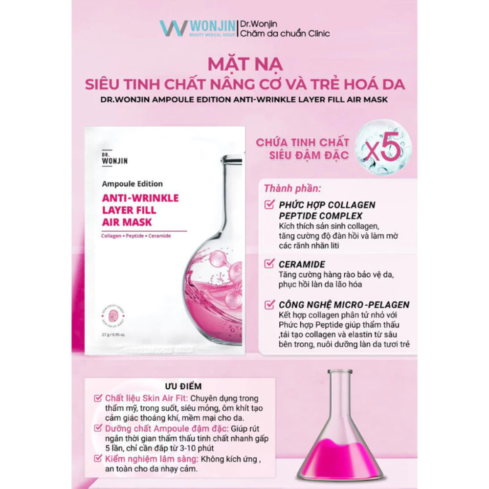 Mặt nạ WonJin siêu tinh chất cấp ẩm/phục hồi/nâng cơ, trẻ hóa da 27g.