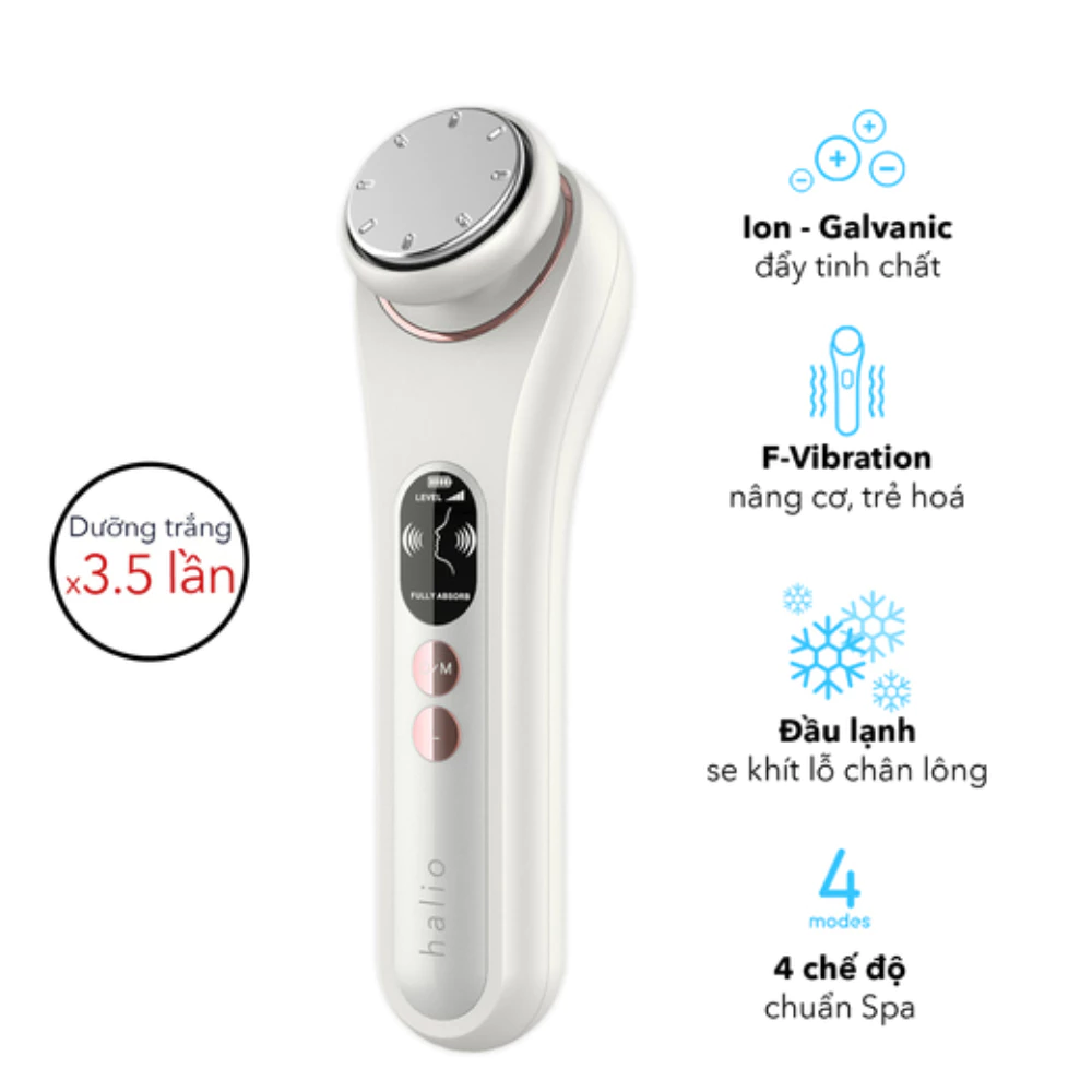 Máy đẩy tinh chất Halio dưỡng sáng nóng lạnh - màu trắng/màu hồng