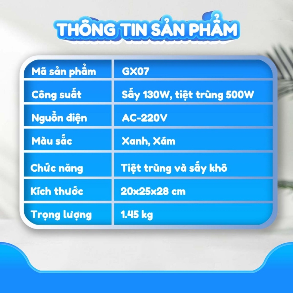 Máy tiệt trùng và sấy khô bình sữa Gluck Baby GX07