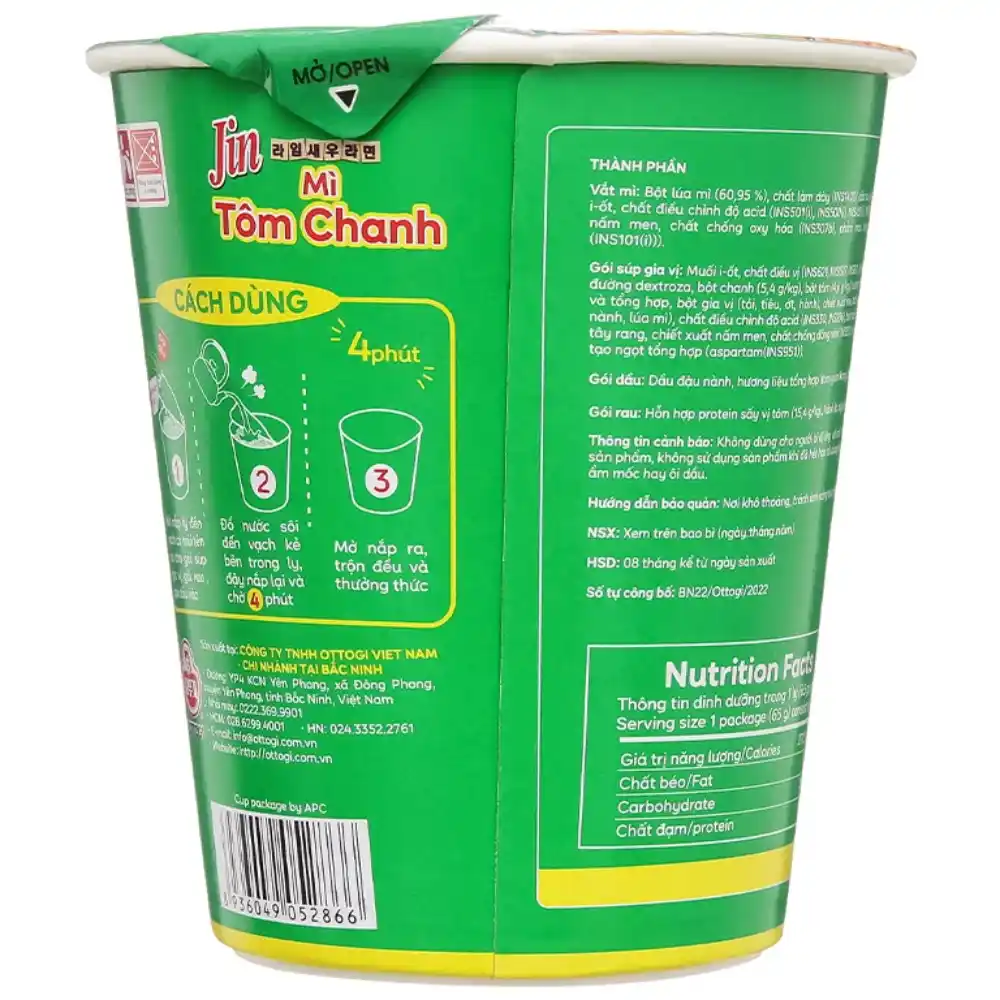 Mì tôm chanh Jin Ottogi ly 65g