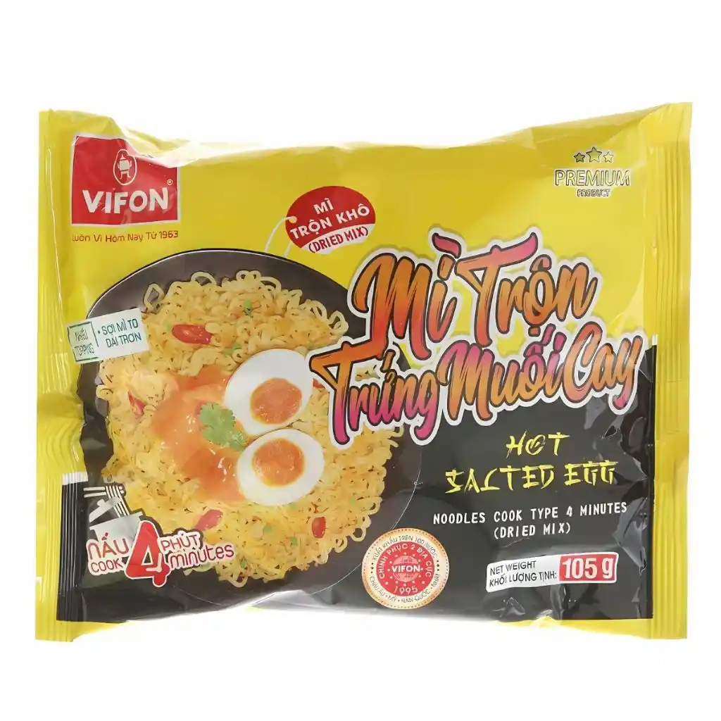 Mì trộn trứng muối cay/tương đen Vifon gói 105g/110g