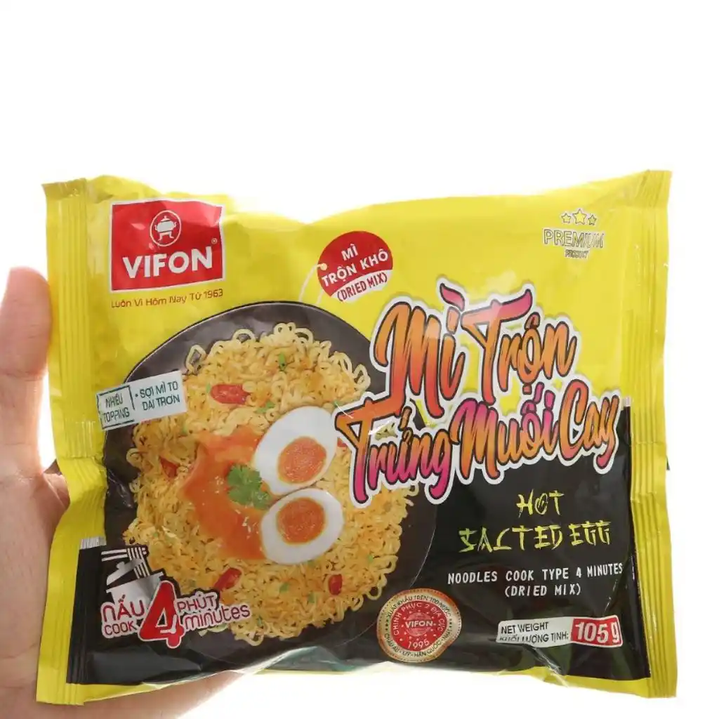 Mì trộn trứng muối cay/tương đen Vifon gói 105g/110g