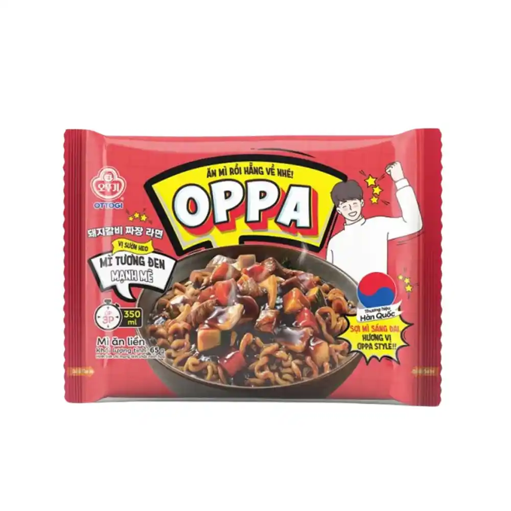 Mì trộn tương đen sườn heo Oppa Ottogi gói 65g