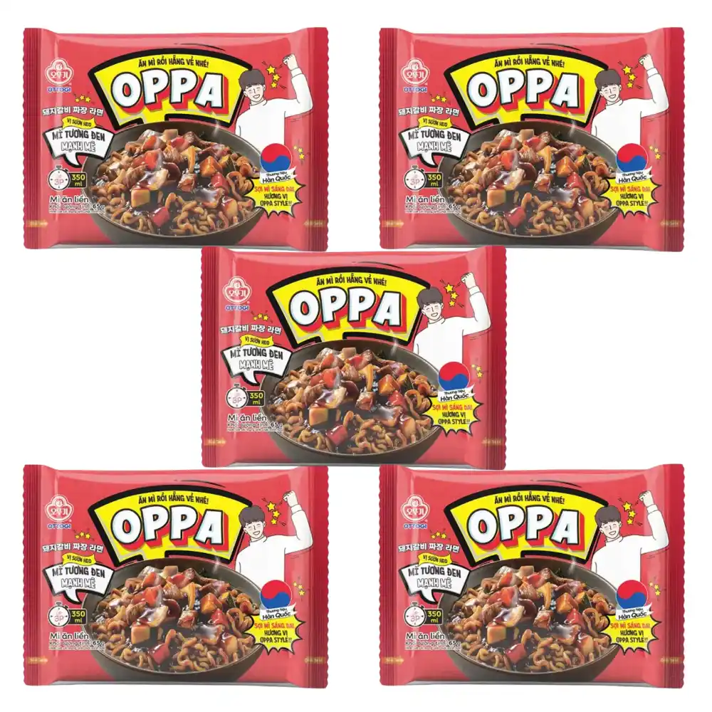 Mì trộn tương đen sườn heo Oppa Ottogi gói 65g