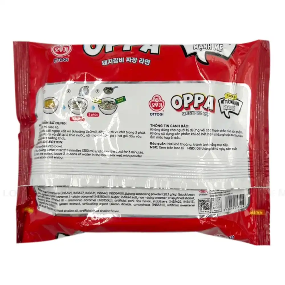 Mì trộn tương đen sườn heo Oppa Ottogi gói 65g