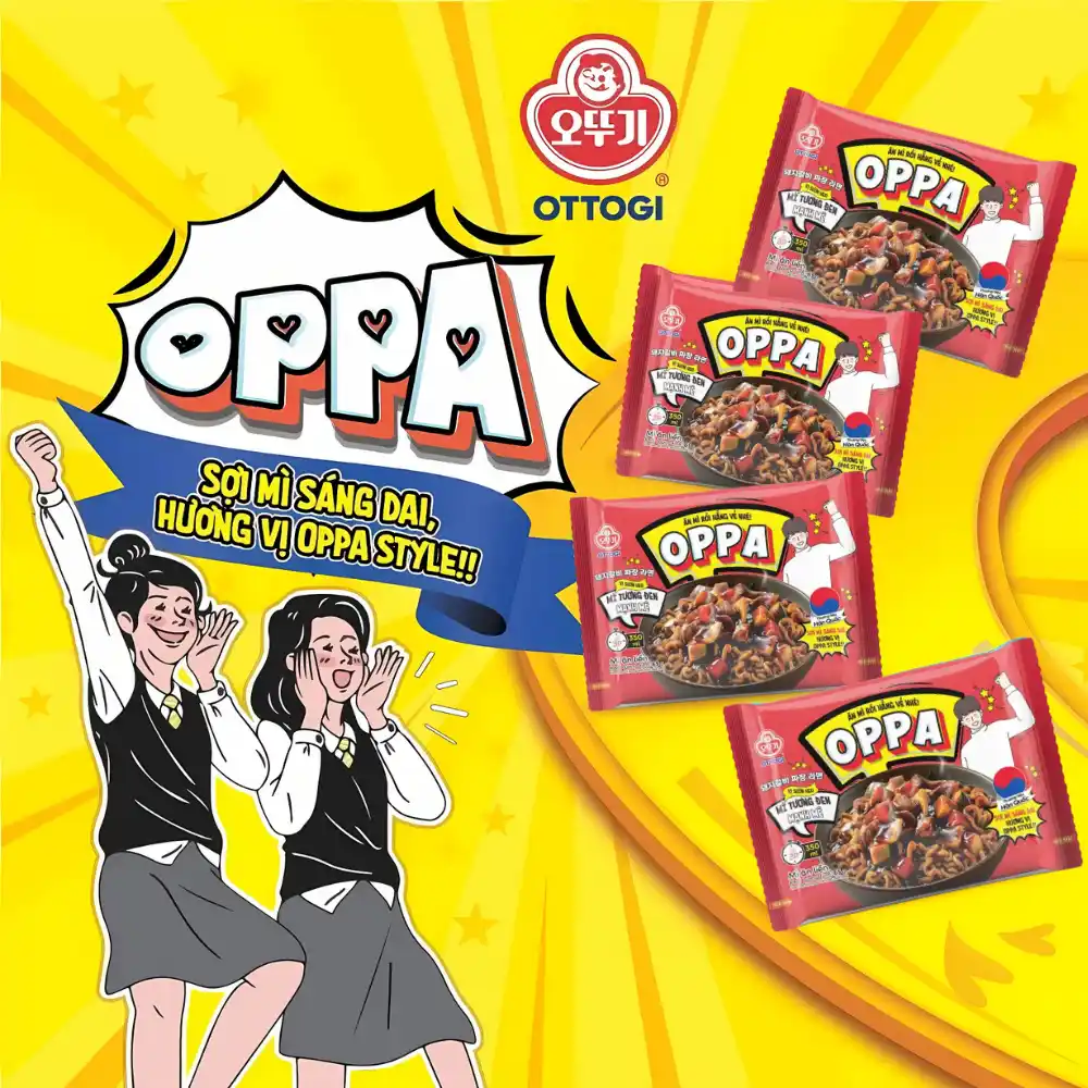 Mì trộn tương đen sườn heo Oppa Ottogi gói 65g