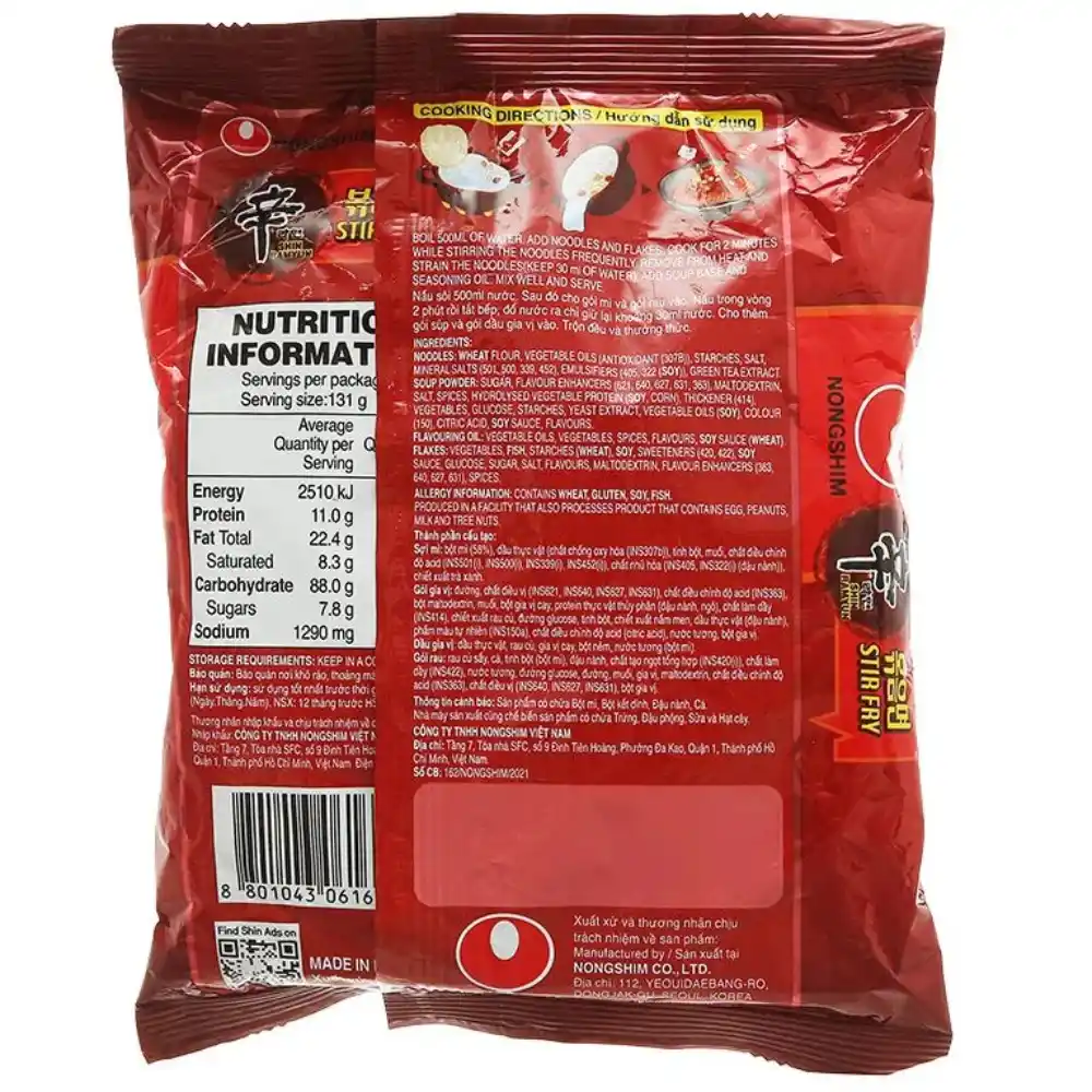 Mì xào khô cay Shin Ramyun Nongshim gói 131g