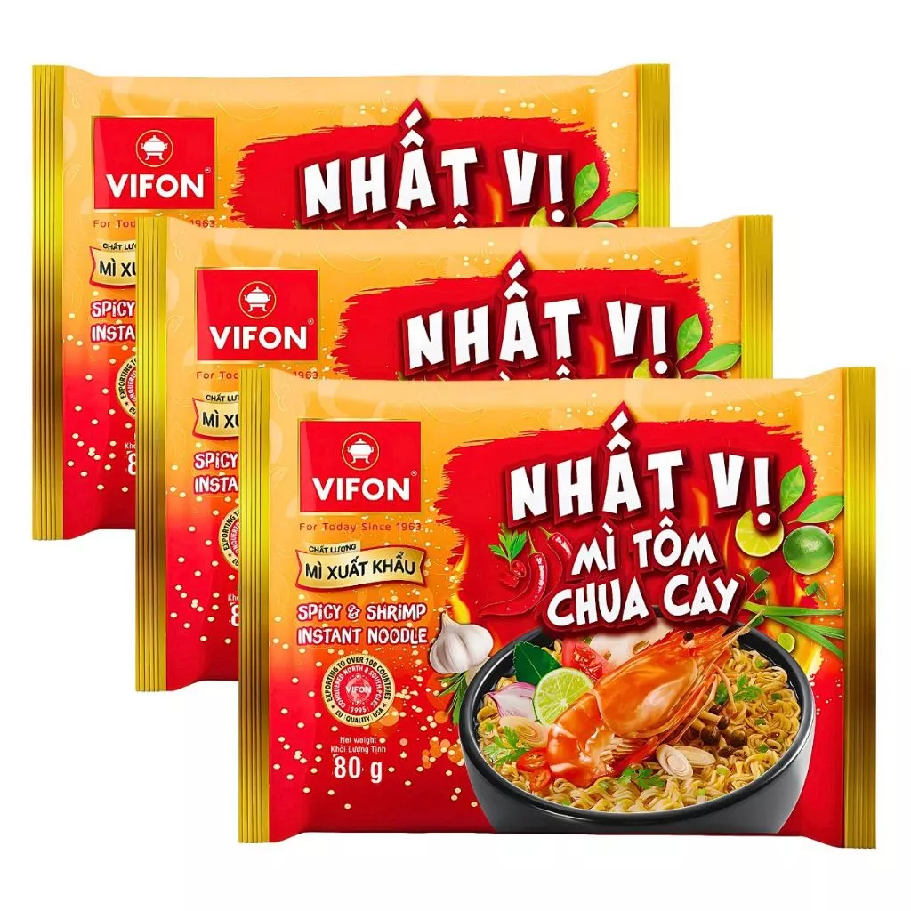 Mì xuất khẩu Nhất Vị Vifon vị tôm chua cay/gà phô mai gói 80g