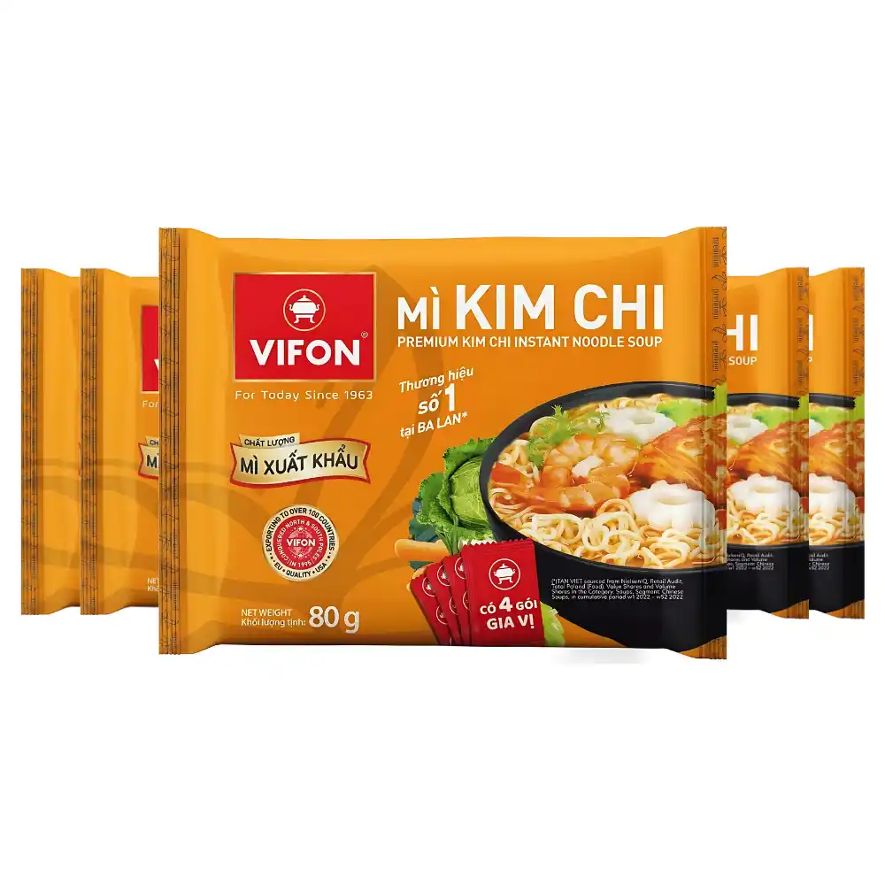 Mì xuất khẩu Vifon vị kim chi/lẩu thái gói 80g