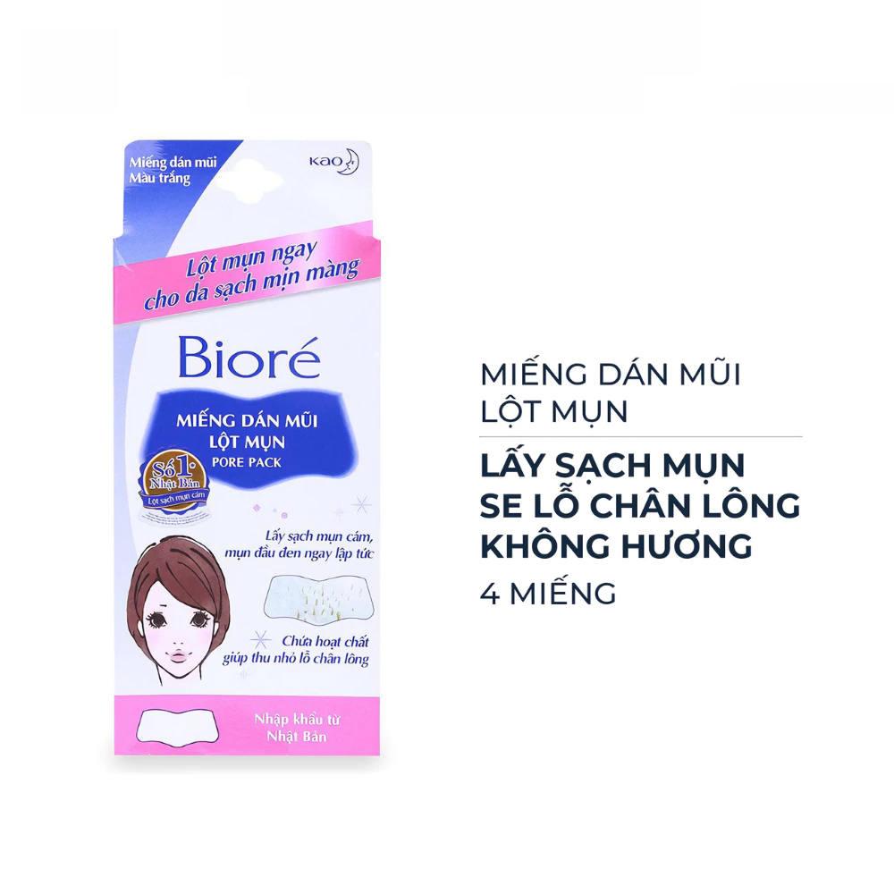 Miếng dán mũi lột mụn Bioré không hương 4 miếng