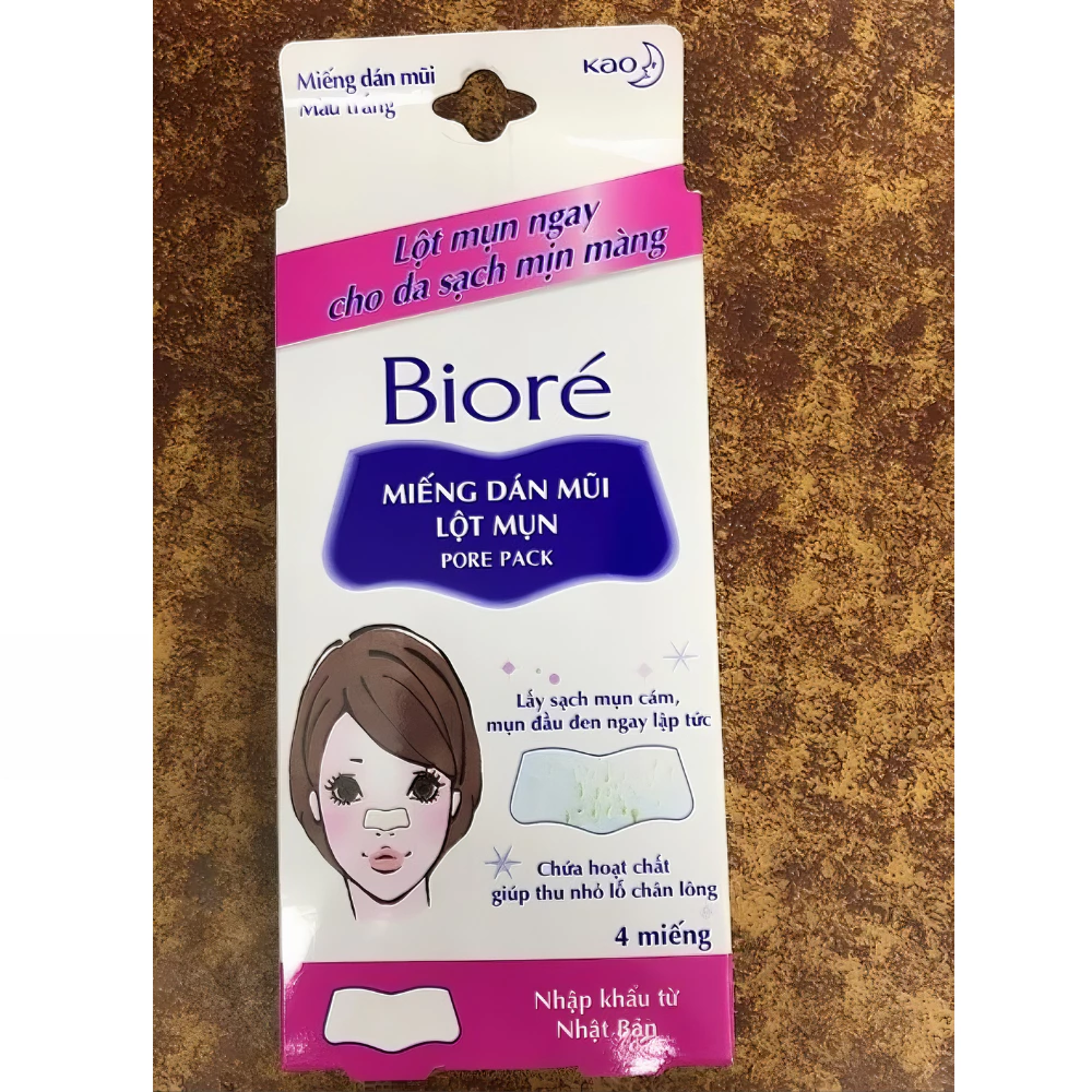 Miếng dán mũi lột mụn Bioré không hương 4 miếng