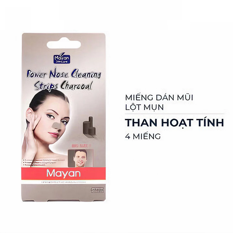 Miếng dán mũi lột mụn Mayan than hoạt tính 4 miếng