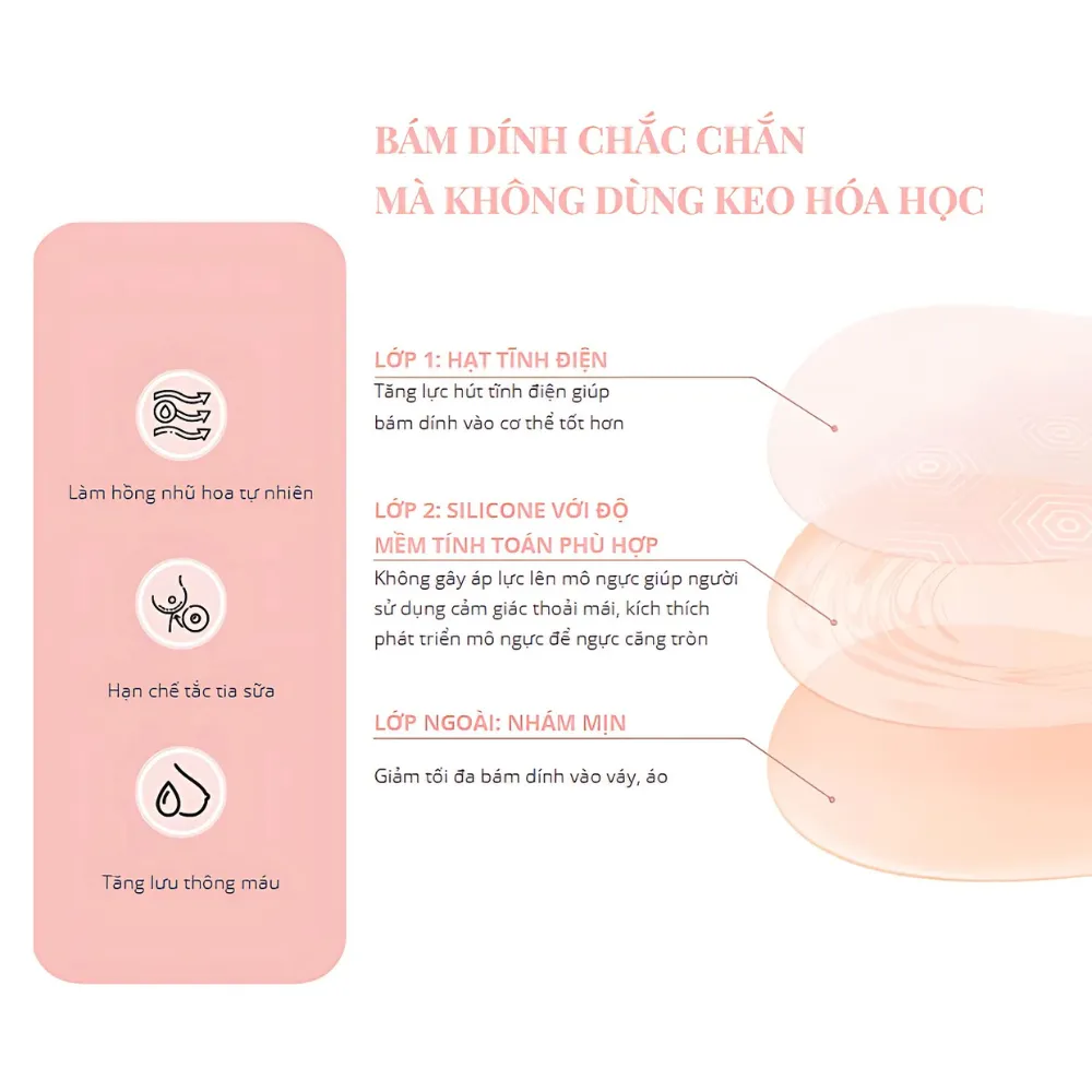 Miếng dán ngực Sbeauty silicon có keo