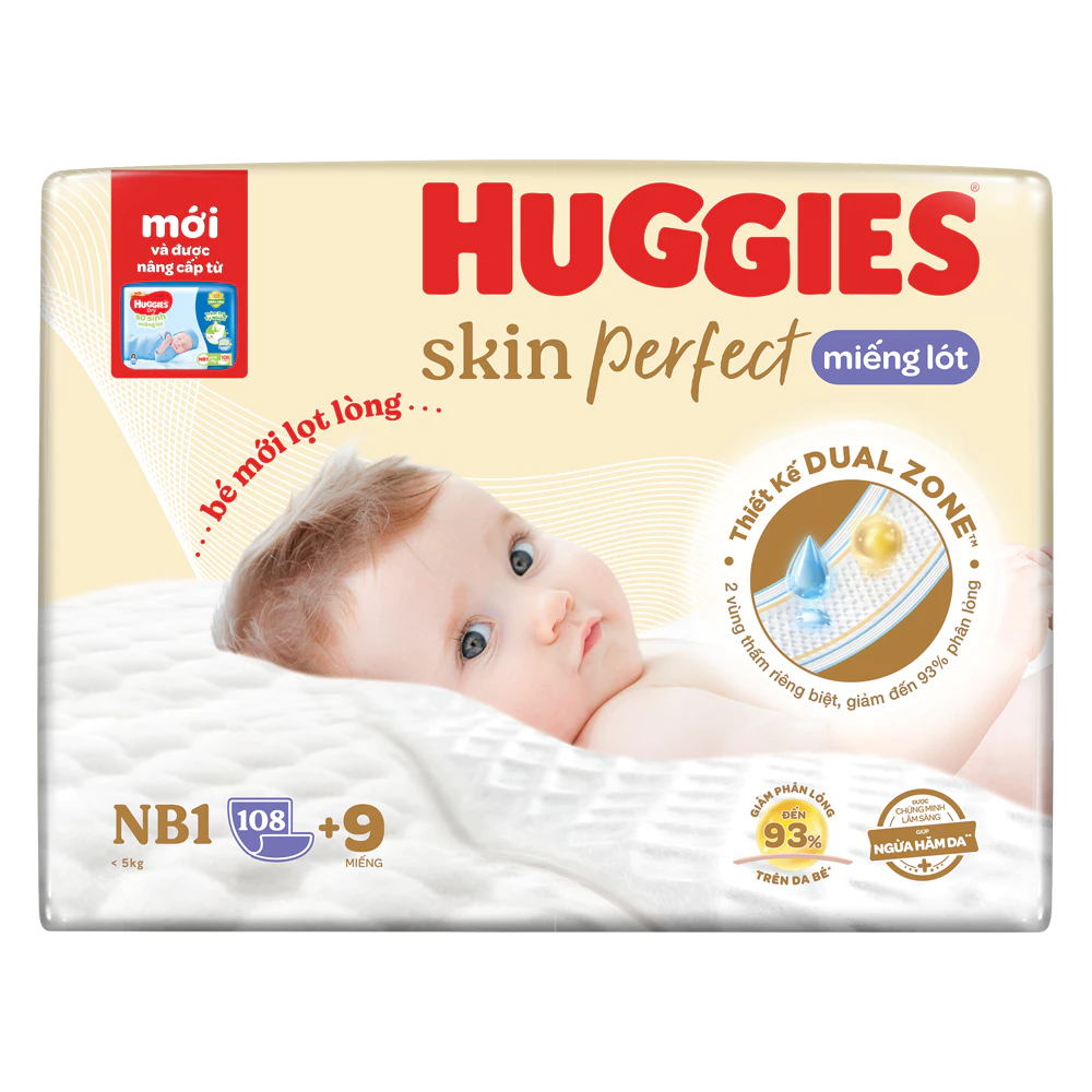 Miếng lót/tã dán/quần Huggies Skin Perfect size NB1108/NB260/NB70/S54/S80/M49/M76/M70/L60/XL52/XXL48