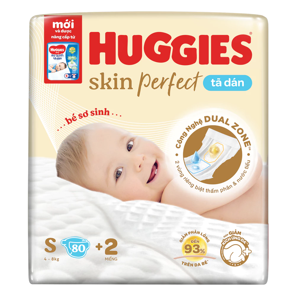 Miếng lót/tã dán/quần Huggies Skin Perfect size NB1108/NB260/NB70/S54/S80/M49/M76/M70/L60/XL52/XXL48