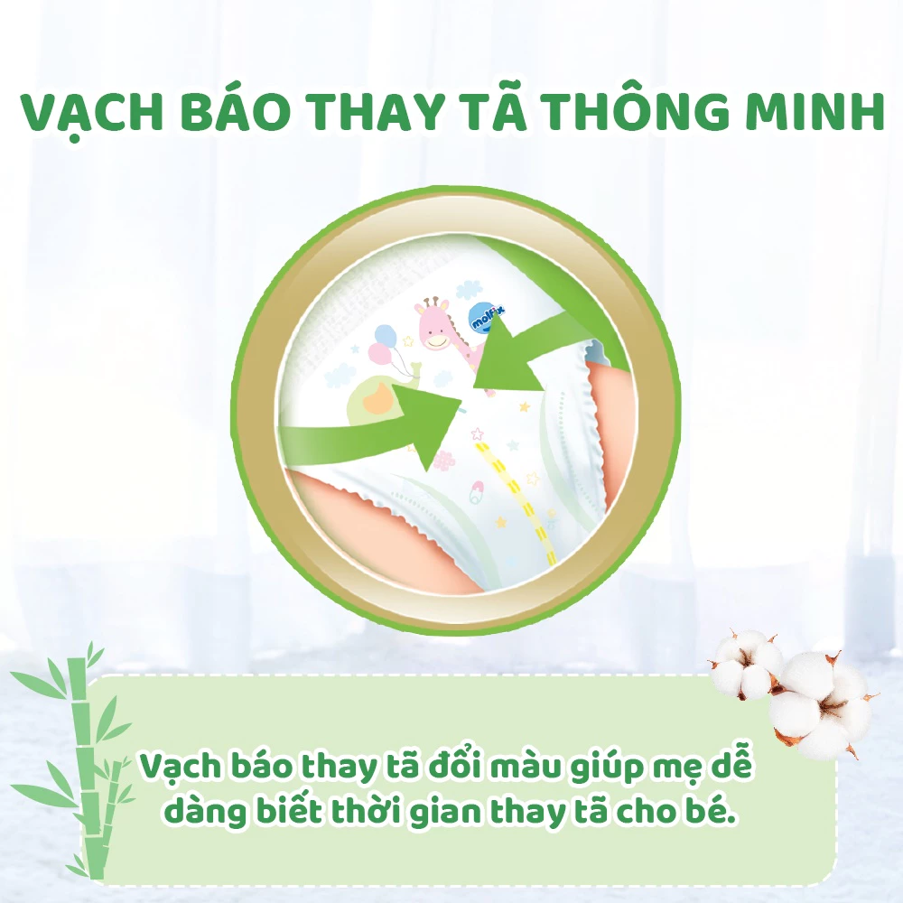 Miếng lót/tã dán/tã quần Molfix thiên nhiên size NB190/NB260/NB70/S/M/L/XL/XXL/XXXL cho bé từ dưới 1 tháng - 35kg