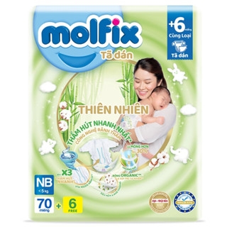 Miếng lót/tã dán/tã quần Molfix thiên nhiên size NB190/NB260/NB70/S/M/L/XL/XXL/XXXL cho bé từ dưới 1 tháng - 35kg