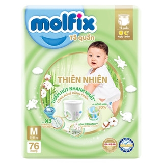 Miếng lót/tã dán/tã quần Molfix thiên nhiên size NB190/NB260/NB70/S/M/L/XL/XXL/XXXL cho bé từ dưới 1 tháng - 35kg