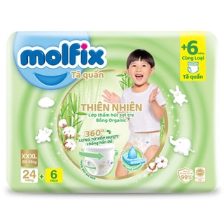 Miếng lót/tã dán/tã quần Molfix thiên nhiên size NB190/NB260/NB70/S/M/L/XL/XXL/XXXL cho bé từ dưới 1 tháng - 35kg