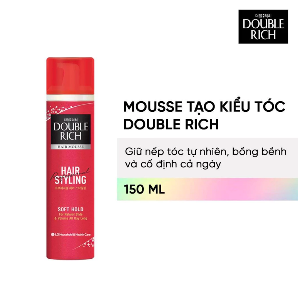 Mousse tạo kiểu tóc Double Rich giữ nếp mạnh, tự nhiên 150ml