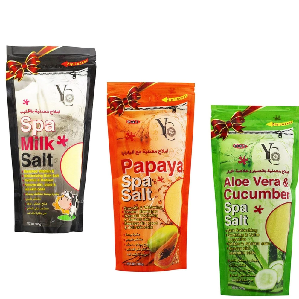 Muối tắm YC Spa chiết xuất từ sữa /đu đủ /lô hội và dưa chuột 300g