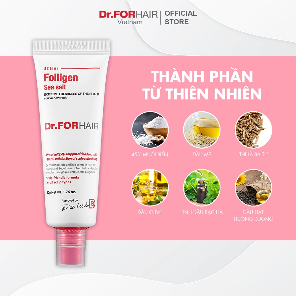 Muối tẩy tế bào chết da đầu Dr.FORHAIR giảm gàu ngứa 50g