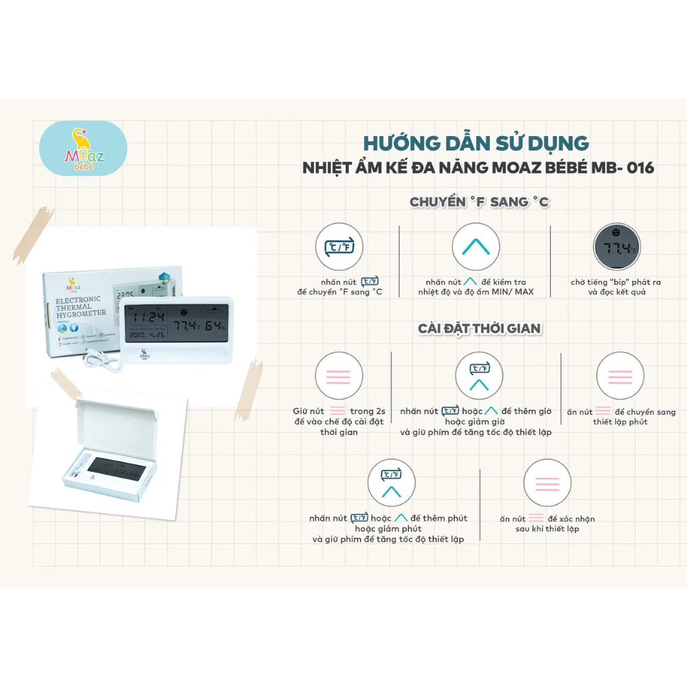 Nhiệt ẩm kế Moazbebe MB027