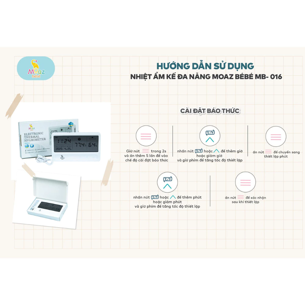 Nhiệt ẩm kế Moazbebe MB027