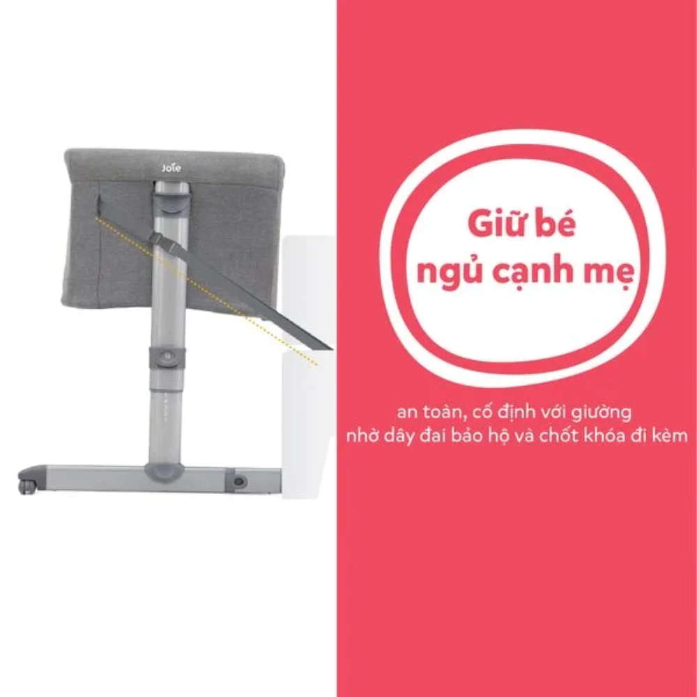 Nôi ngủ cạnh giường Joie Roomie Gray Flannel