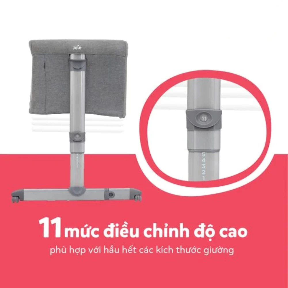 Nôi ngủ cạnh giường Joie Roomie Gray Flannel