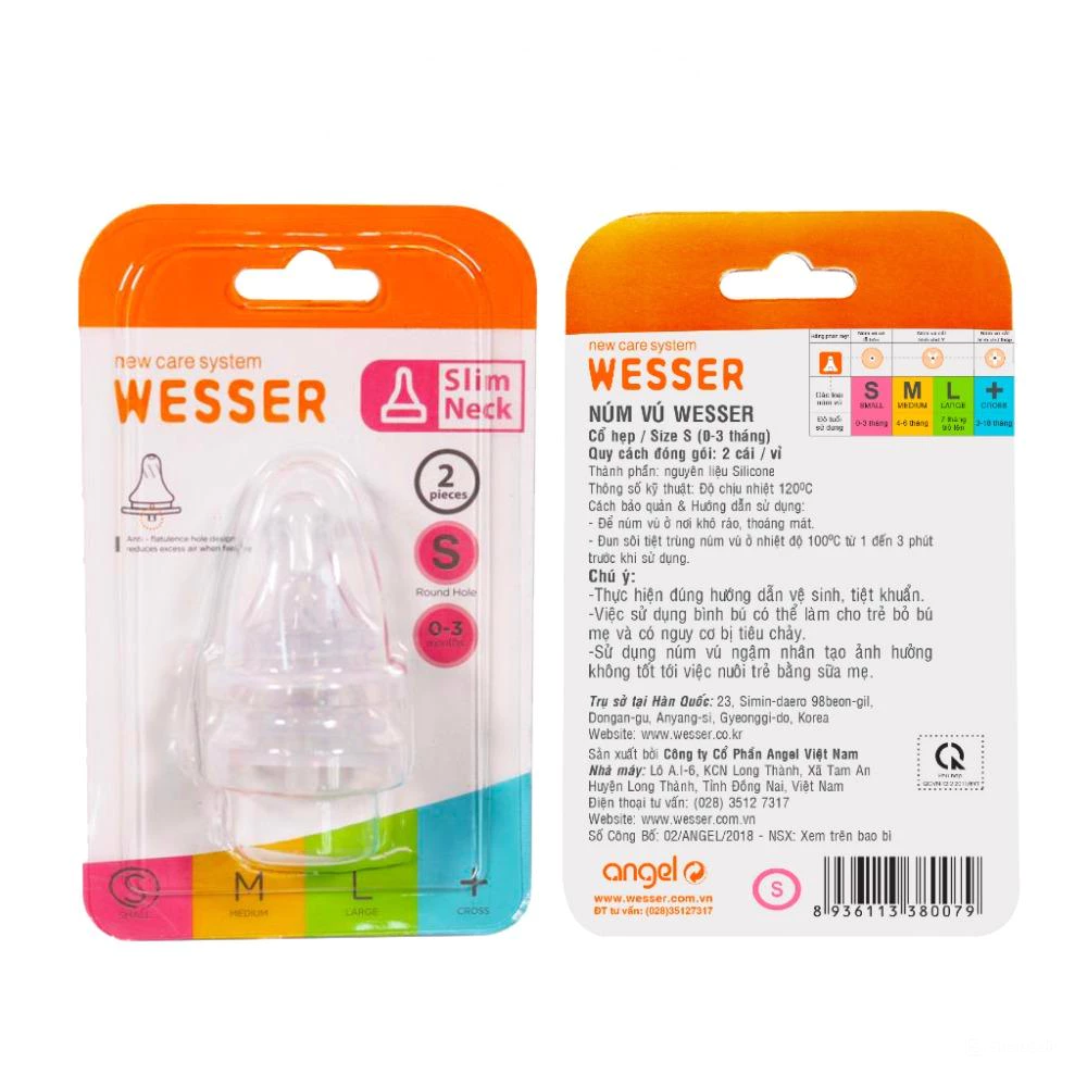 Núm vú cổ hẹp Wesser có nhiều size