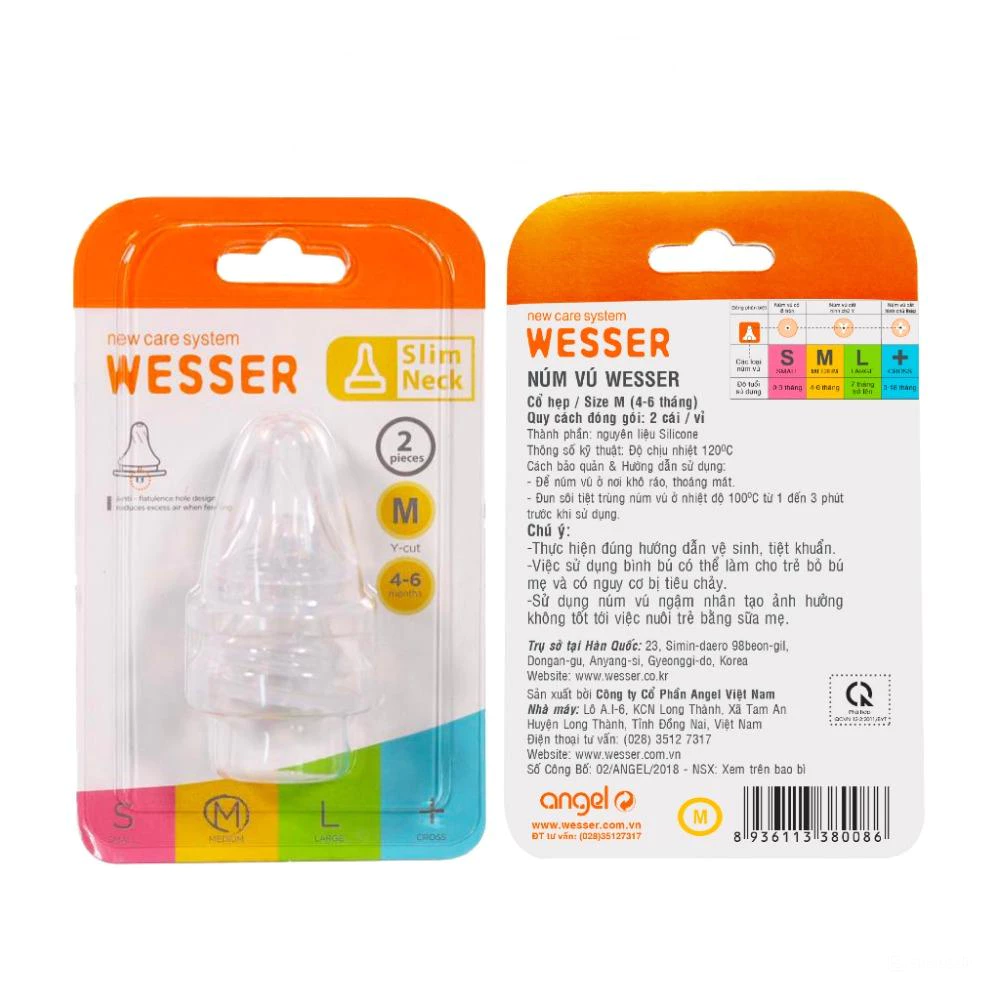 Núm vú cổ hẹp Wesser có nhiều size