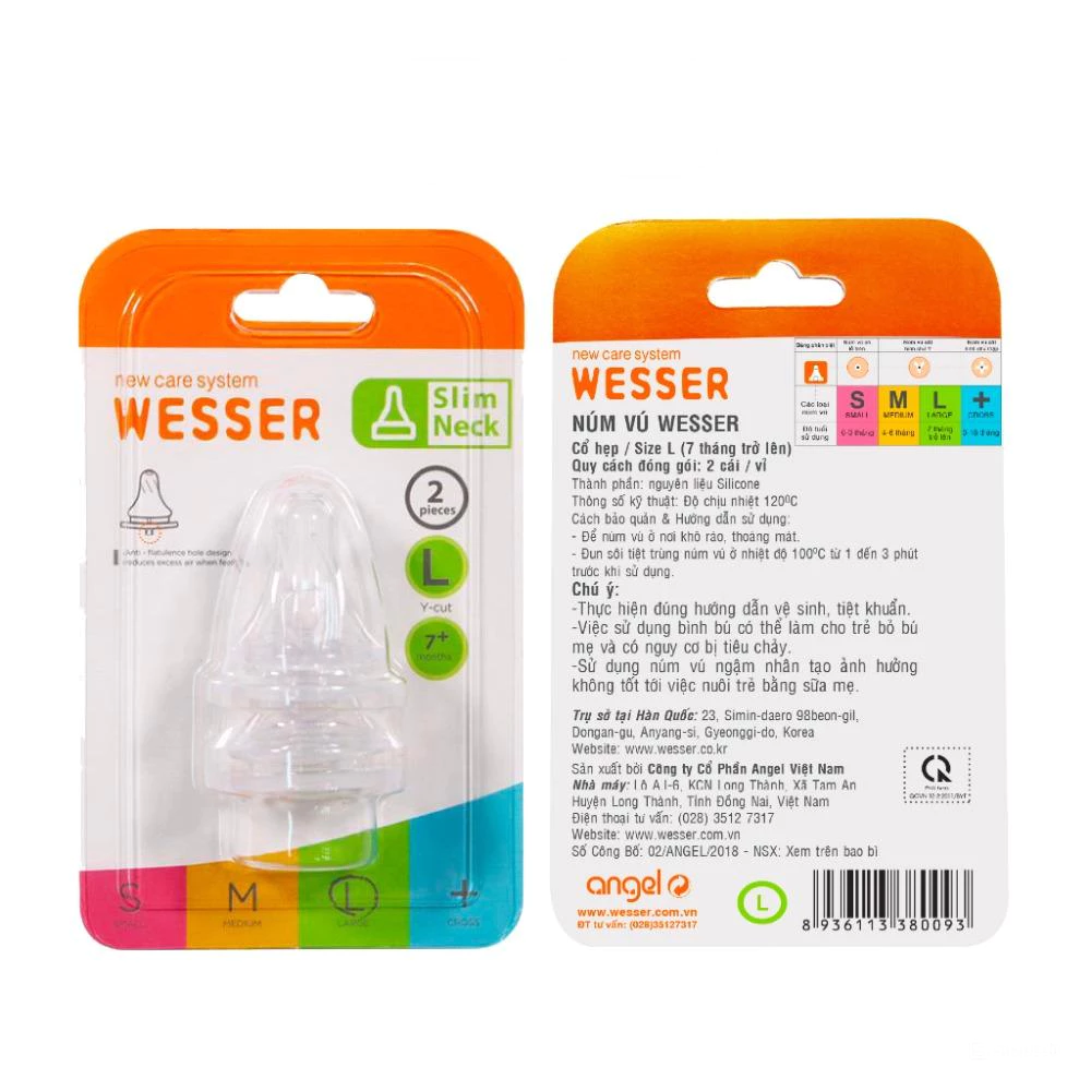 Núm vú cổ hẹp Wesser có nhiều size