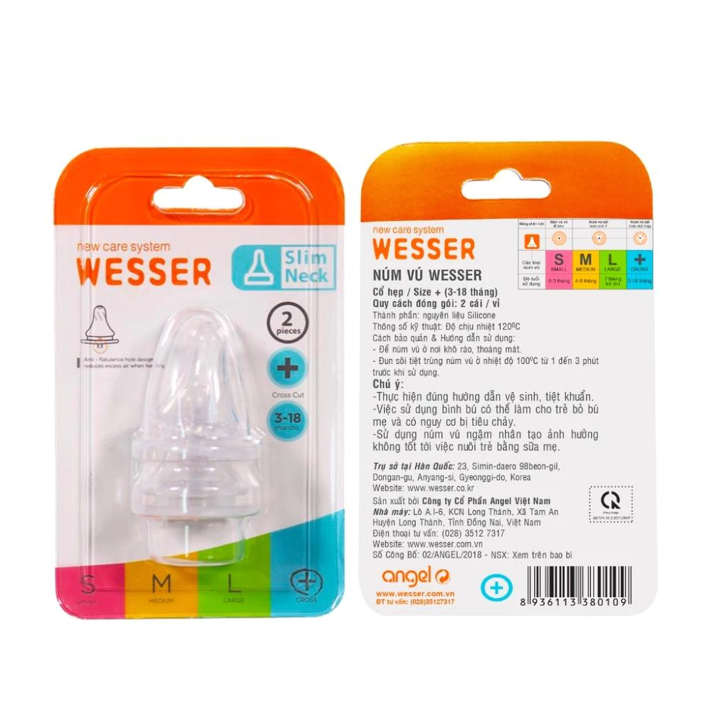 Núm vú cổ hẹp Wesser có nhiều size
